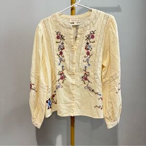 NWT Jennifer and grace Embroidered Cream Women's Top
